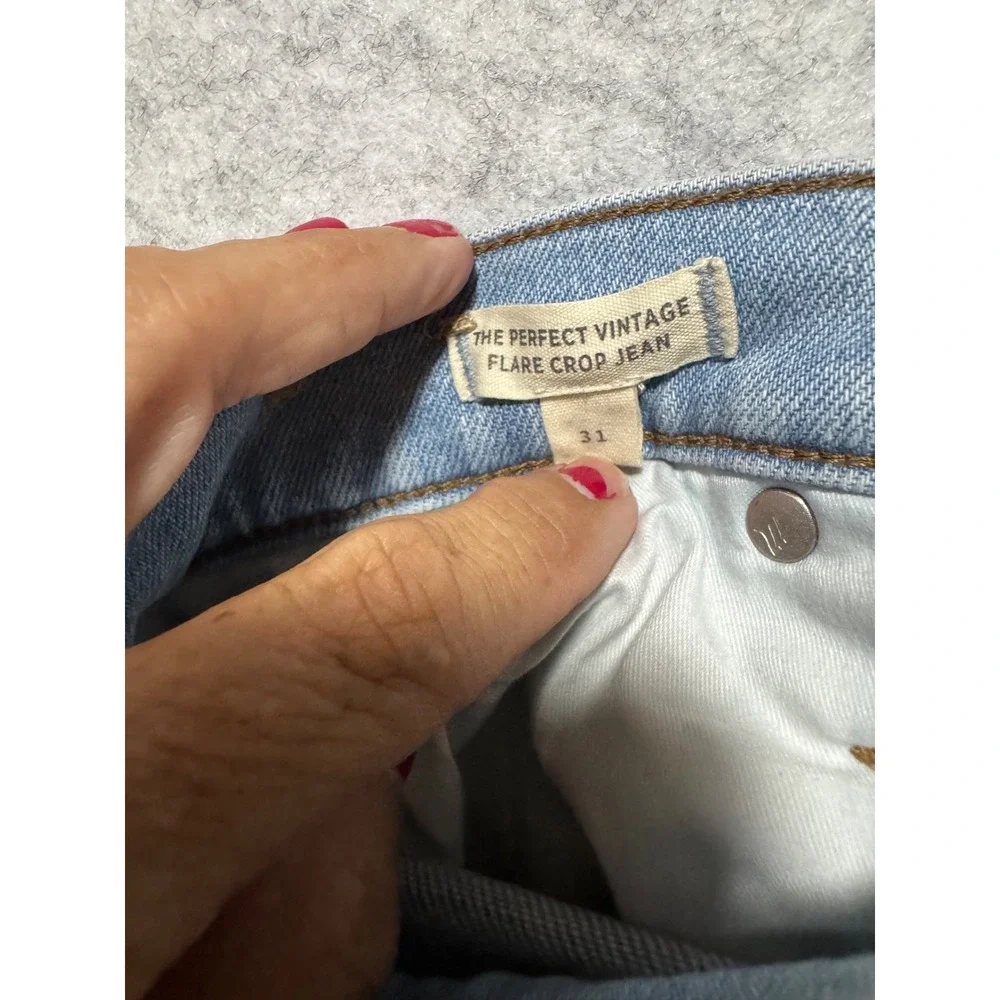 Madewell Womens Size 11 Capri Raw Hem Light Blue Distressed Worn Pants